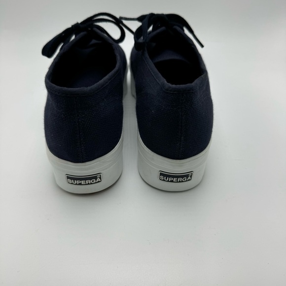 Superga 90s Platform Sneakers Navy Blue 2790A Casual Shoe Size 40 US Size 9 - Picture 3 of 9